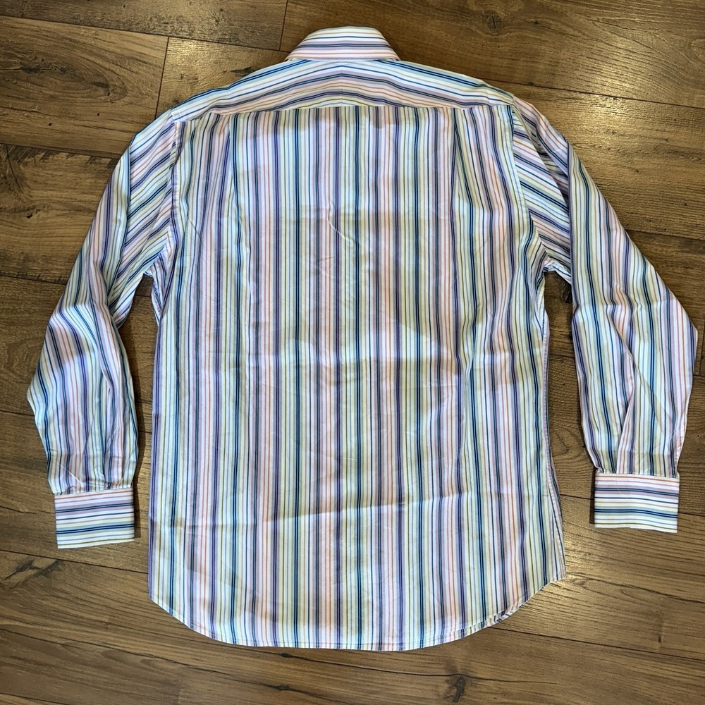 Peter Millar Pastel Stripe Button Up Shirt Mens Sz Large L Pink Blue Green - Picture 4 of 4